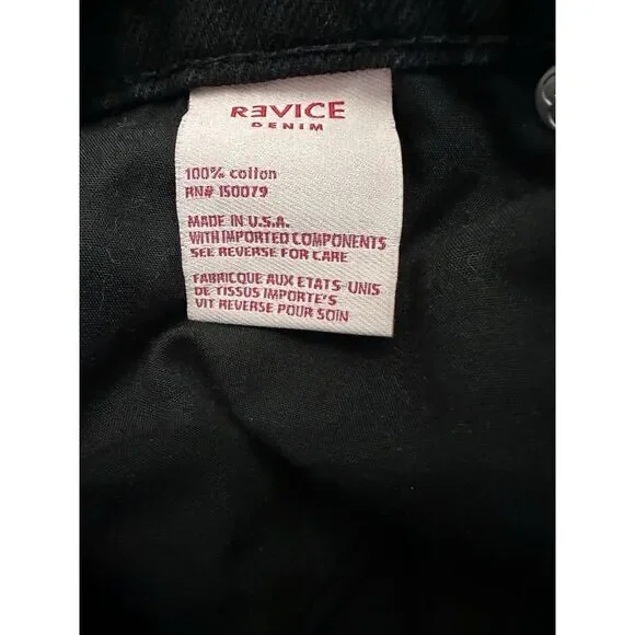 REVICE Women's Black Denim Straight Leg Rose & Dragon Jeans Button Fly 28 - Picture 8 of 8